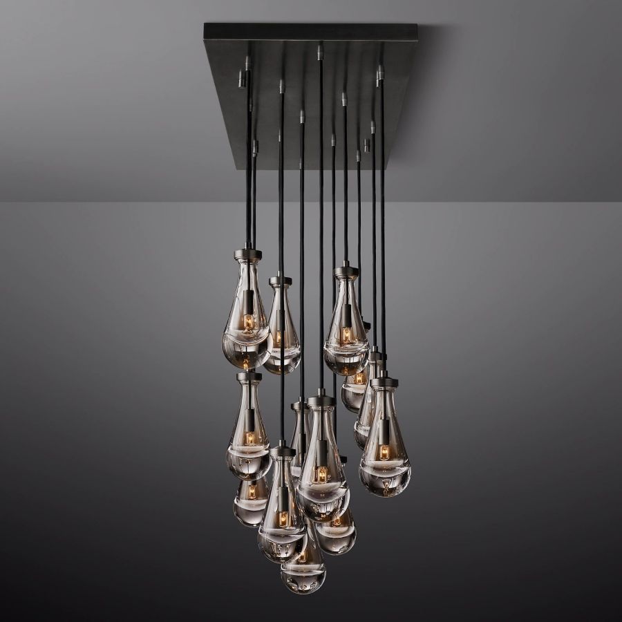 Raindrop Rectangular Hand-Blown Glass Chandelier - XYlight
