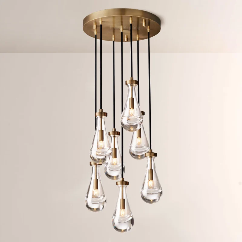 Raindrop Round Hand-Blown Glass Chandelier