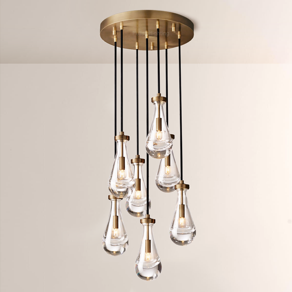 Raindrop Round Hand-Blown Glass Chandelier - XYlight