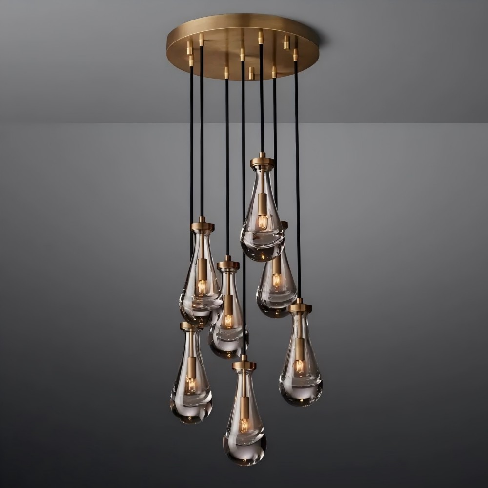 Raindrop Round Hand-Blown Glass Chandelier - XYlight