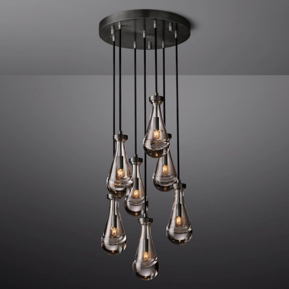 Raindrop Round Hand-Blown Glass Chandelier - XYlight