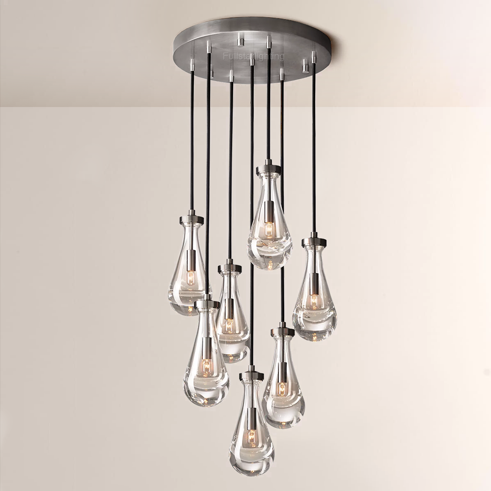 Raindrop Round Hand-Blown Glass Chandelier - XYlight