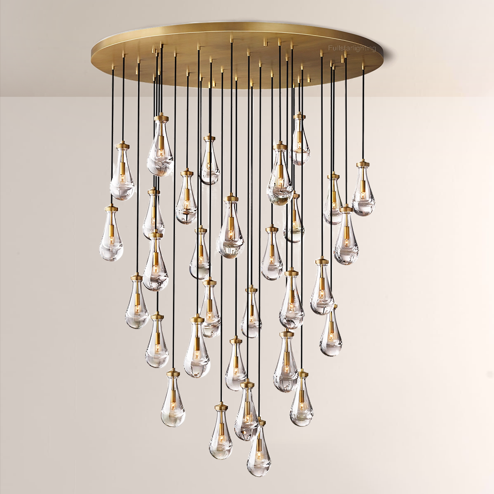 Raindrop Round Hand-Blown Glass Chandelier - XYlight