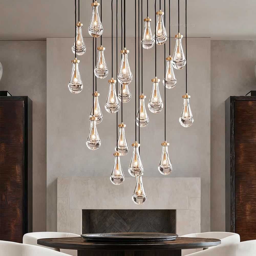 Raindrop Round Hand-Blown Glass Chandelier - XYlight