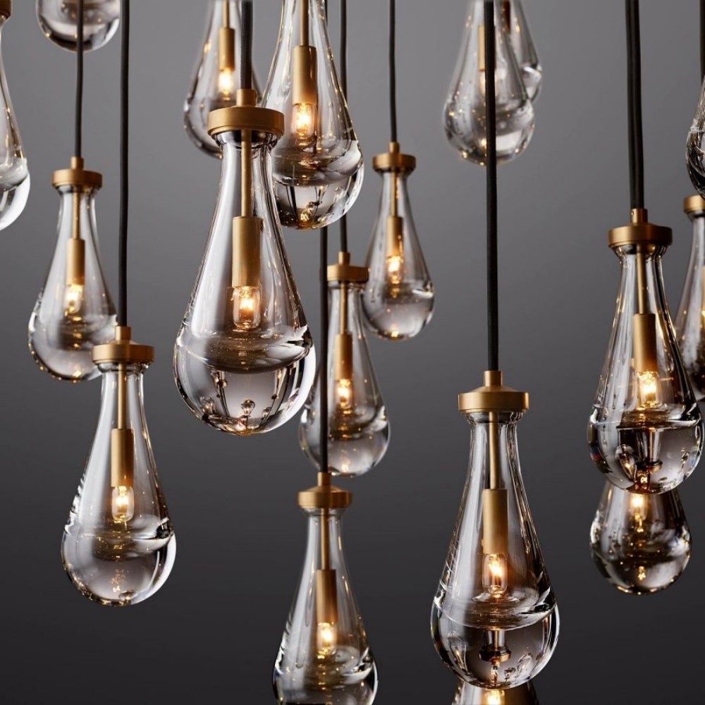 Raindrop Round Hand-Blown Glass Chandelier - XYlight