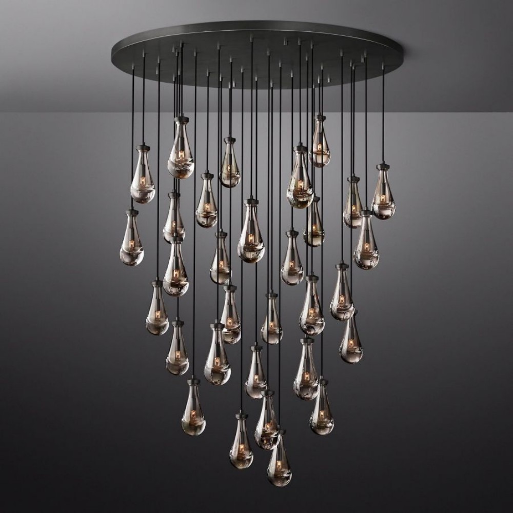 Raindrop Round Hand-Blown Glass Chandelier - XYlight
