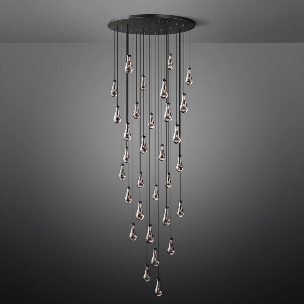Raindrop Round Hand-Blown Glass Chandelier - XYlight