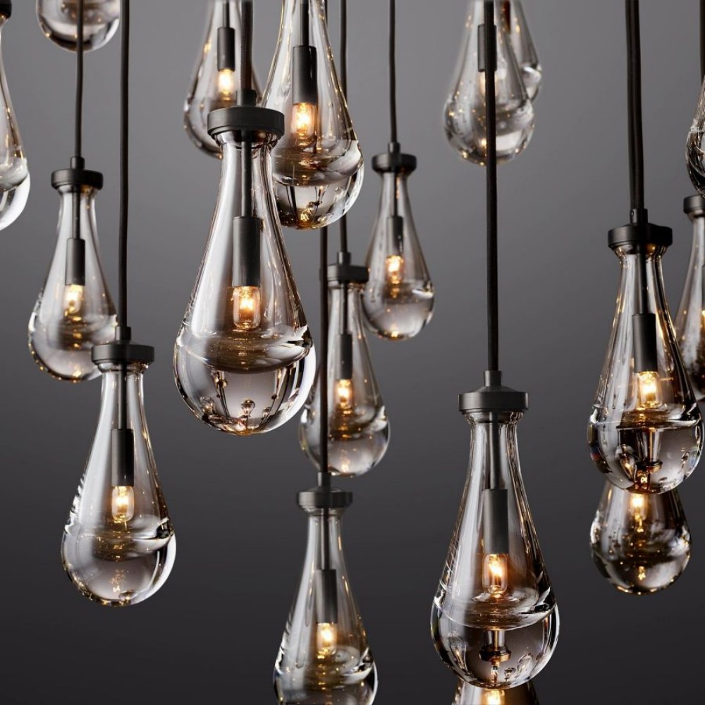 Raindrop Round Hand-Blown Glass Chandelier - XYlight
