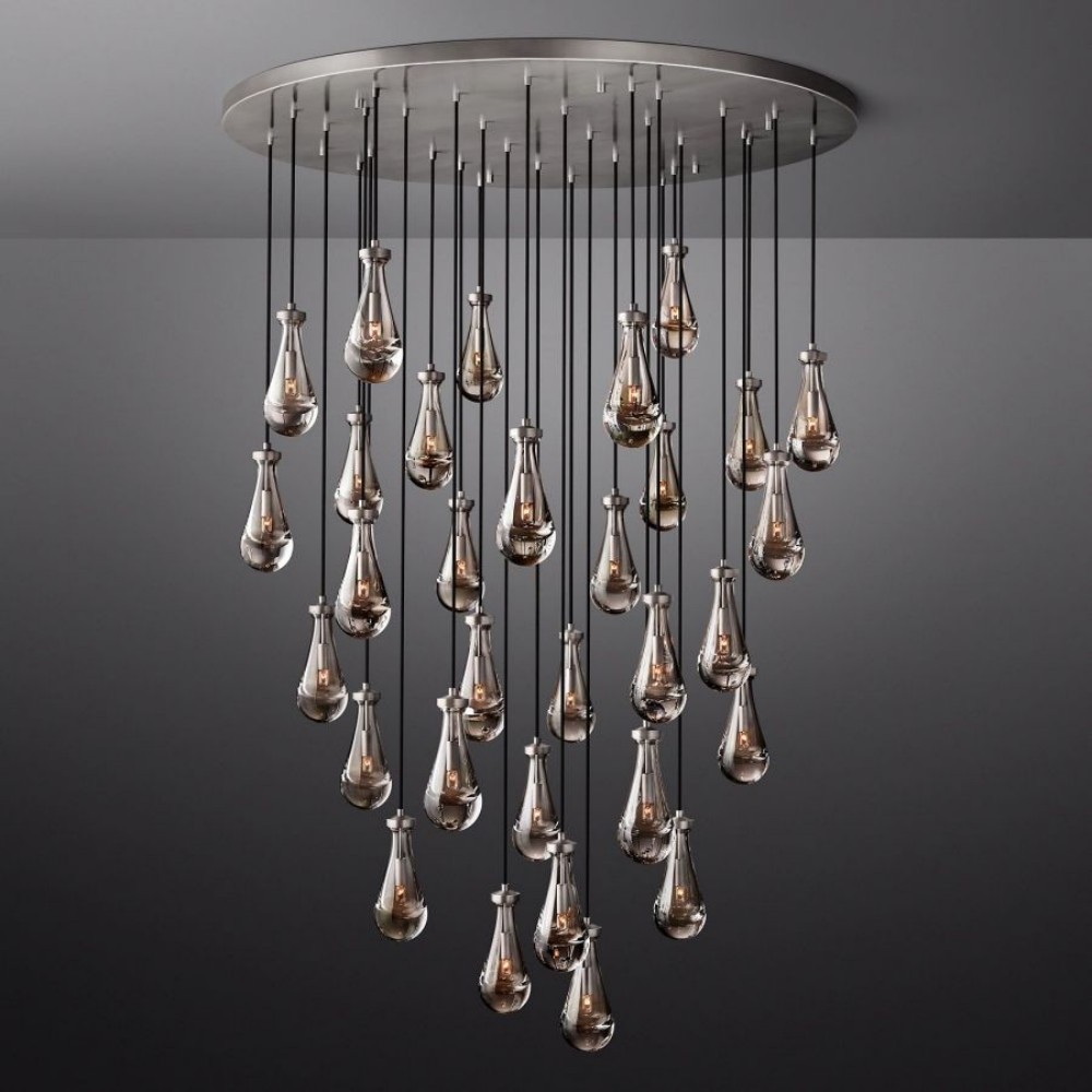 Raindrop Round Hand-Blown Glass Chandelier - XYlight