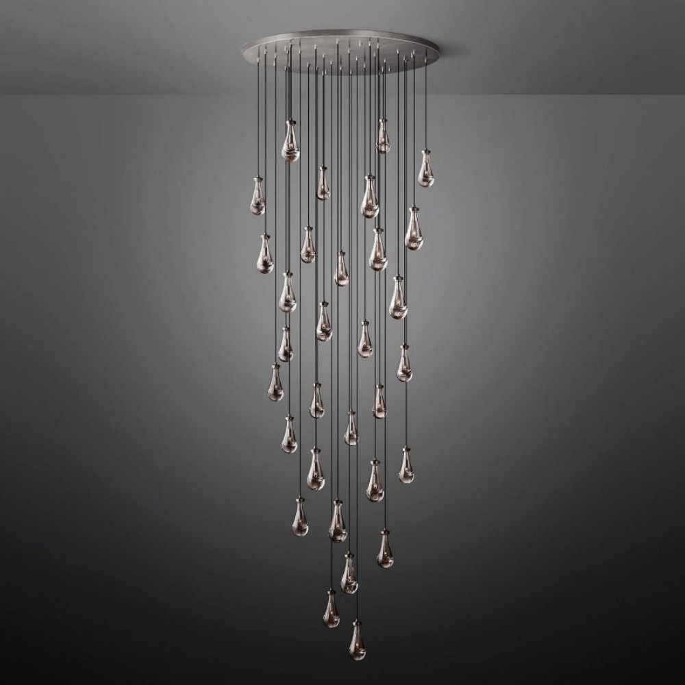Raindrop Round Hand-Blown Glass Chandelier - XYlight