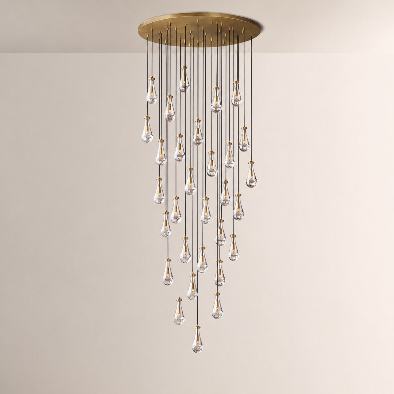 Raindrop Round Hand-Blown Glass Chandelier - XYlight