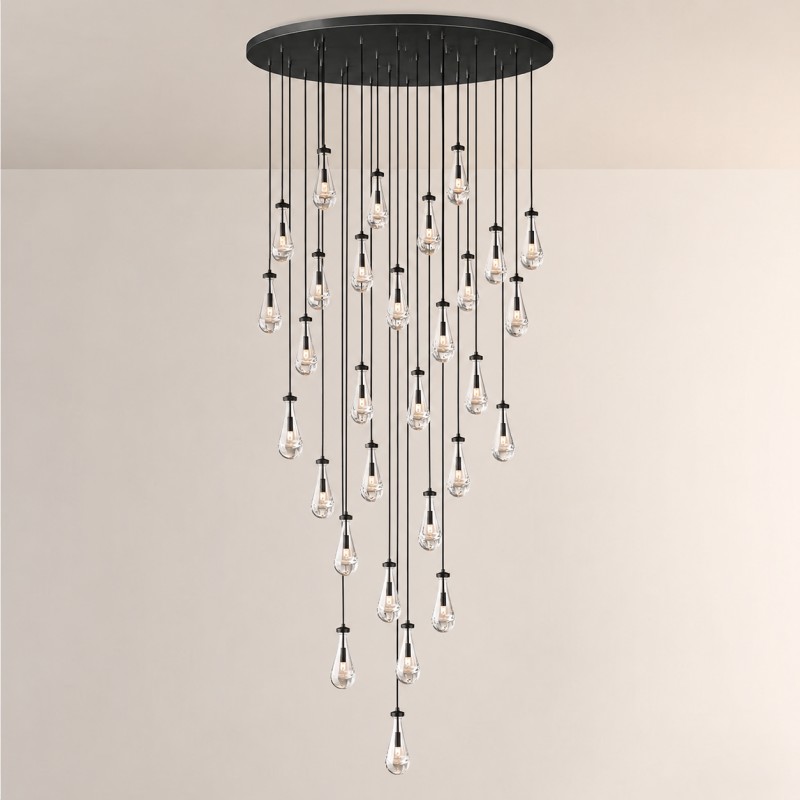 Raindrop Round Hand-Blown Glass Chandelier - XYlight
