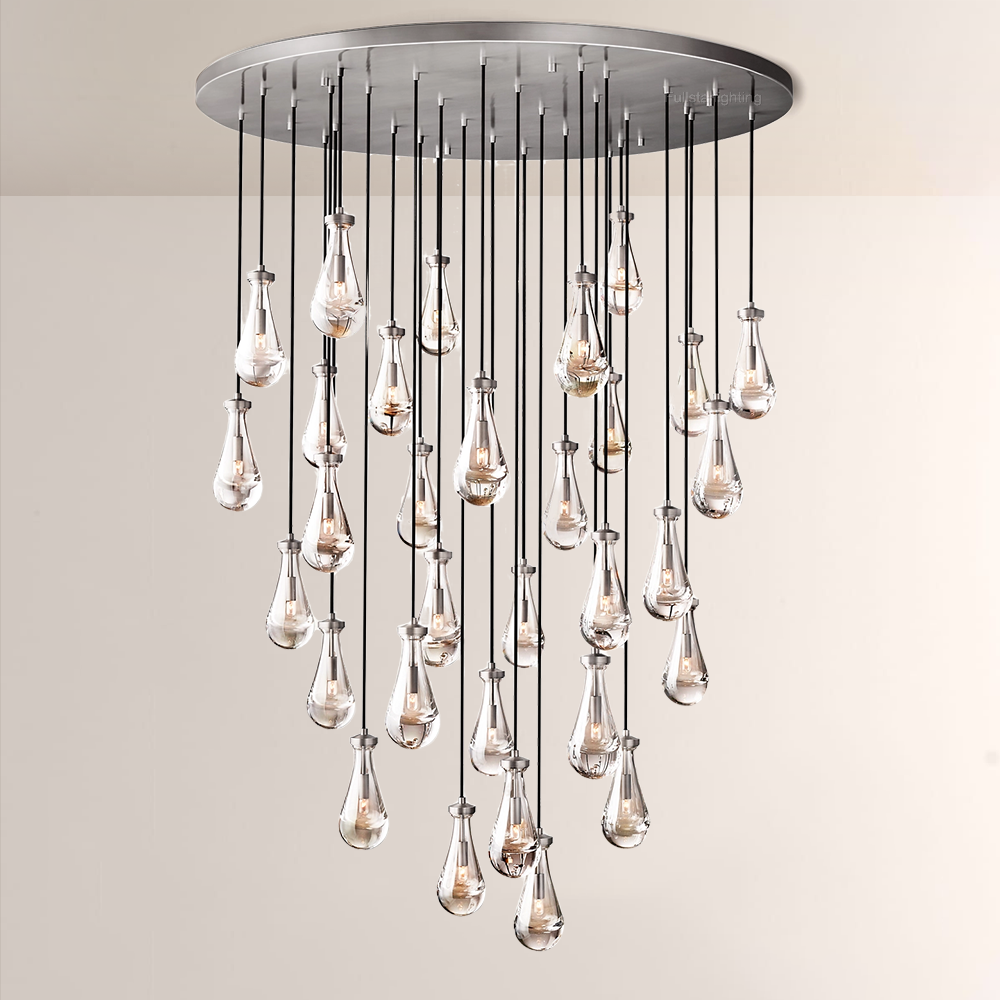 Raindrop Round Hand-Blown Glass Chandelier - XYlight