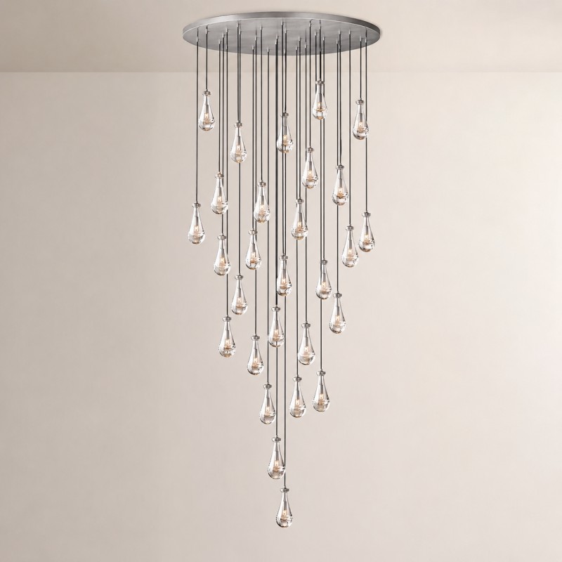Raindrop Round Hand-Blown Glass Chandelier - XYlight