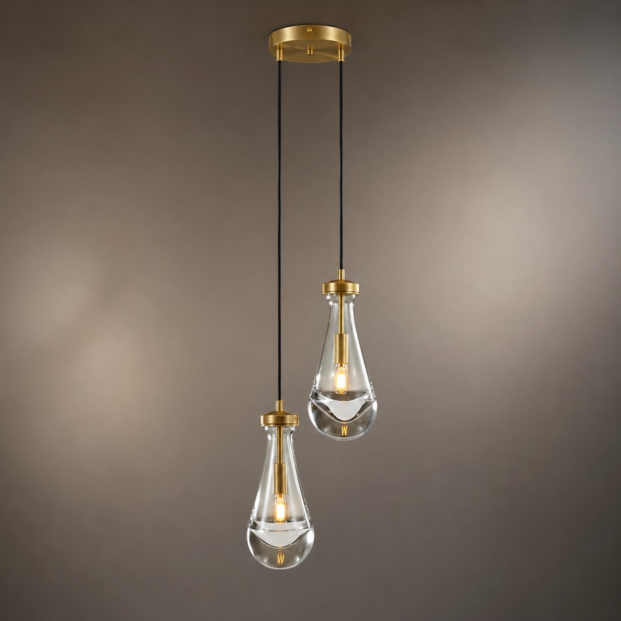 Rivelvane 2-Light Round Cord Chandelier with Glass Drops - XYlight