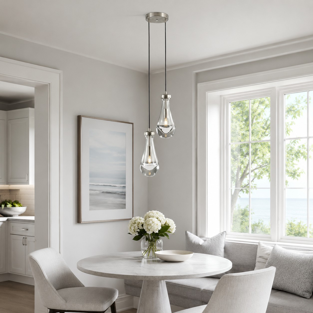 Rivelvane 2-Light Round Cord Chandelier with Glass Drops - XYlight