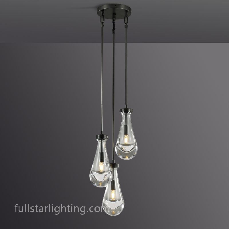 Rivelvane 3-Light Round Glass Rod Chandelier - XYlight