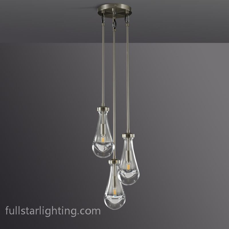 Rivelvane 3-Light Round Glass Rod Chandelier - XYlight