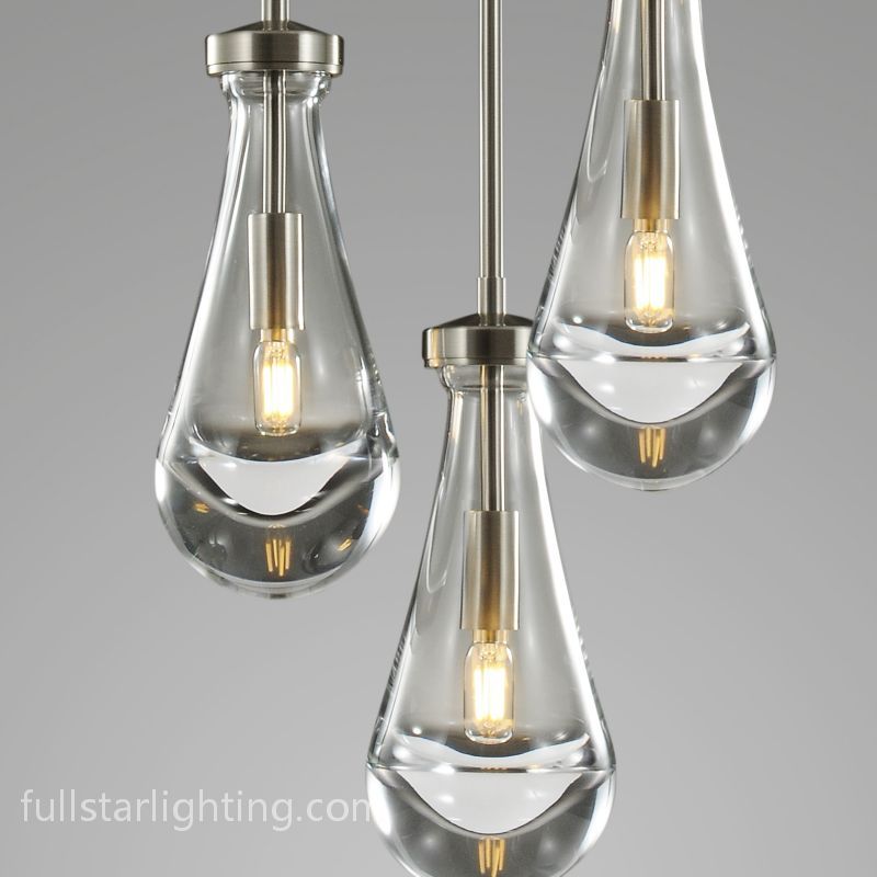 Rivelvane 3-Light Round Glass Rod Chandelier - XYlight