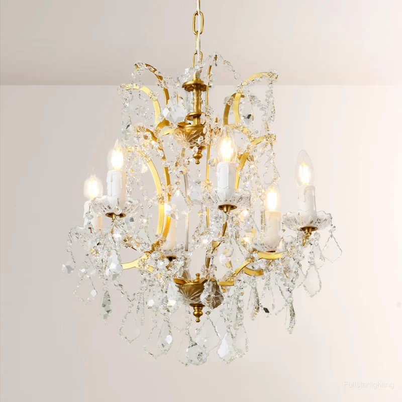 Rocivane Rococo-Style Iron & Crystal Round Chandelier