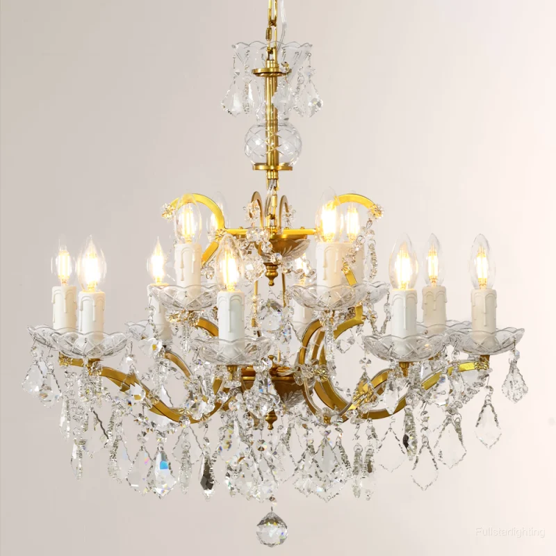 Rocivane Rococo-Style Iron & Crystal Round Chandelier