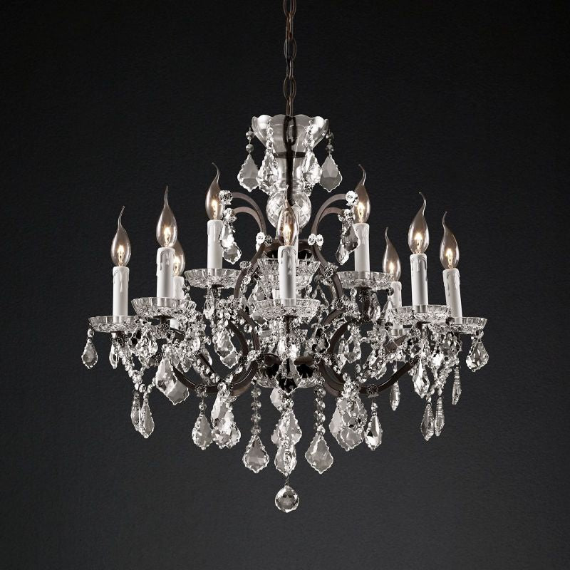 Rocivane Rococo-Style Iron & Crystal Round Chandelier - XYlight