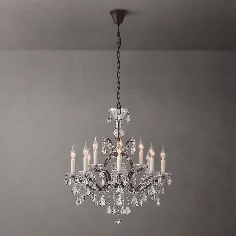 Rocivane Rococo-Style Iron & Crystal Round Chandelier - XYlight