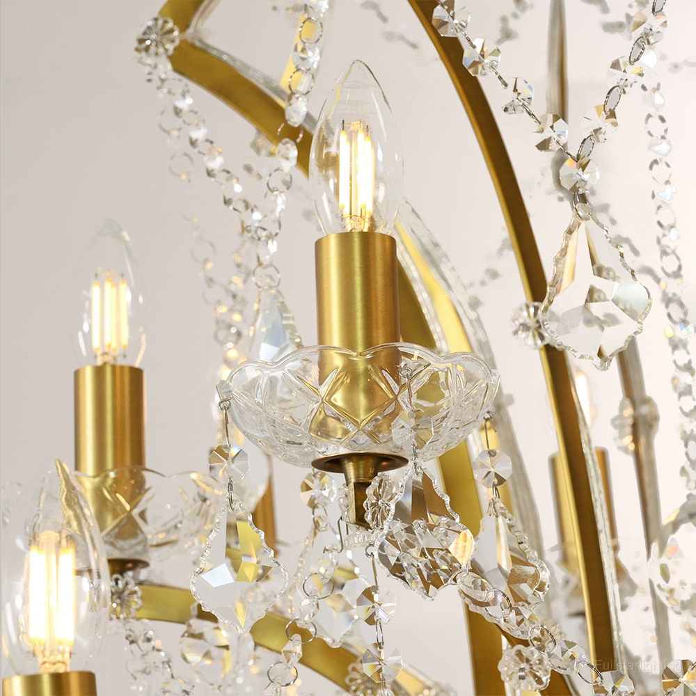 Rocivane Rococo-Style Iron & Crystal Round Chandelier - XYlight