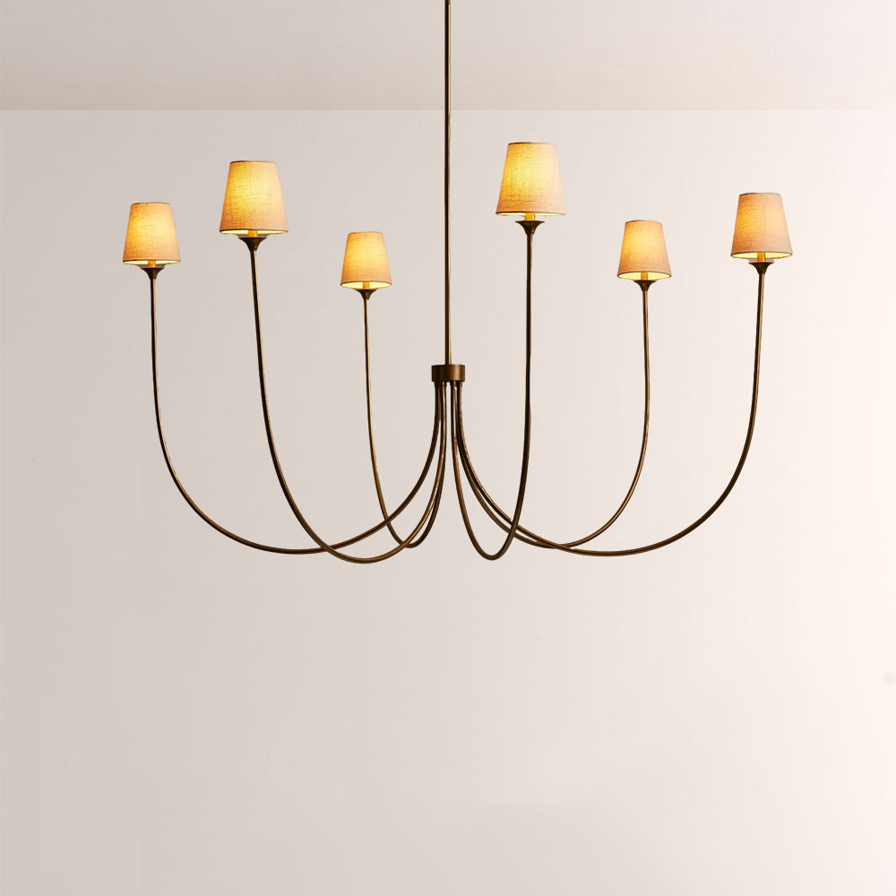 Saylor 6-Light Curved Arm Chandelier with Linen Shades - XYlight