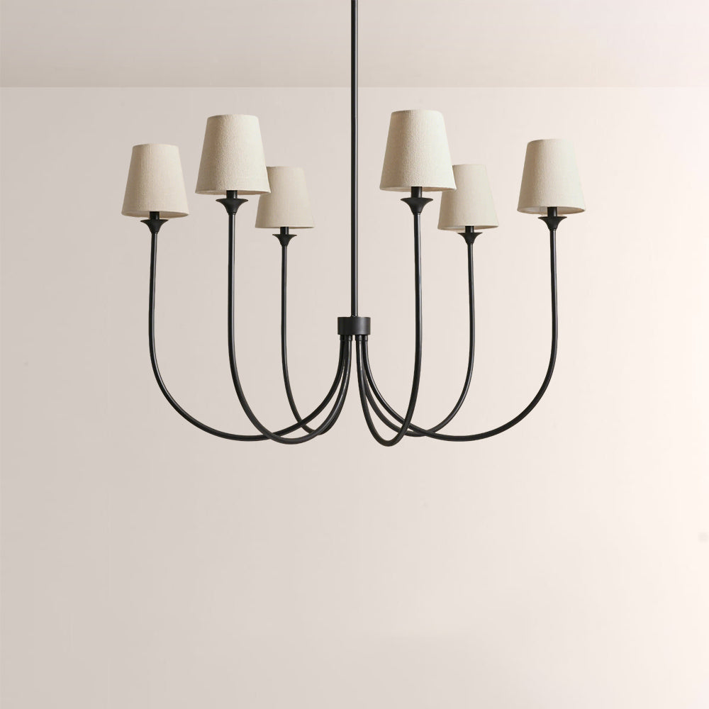 Saylor 6-Light Curved Arm Chandelier with Linen Shades - XYlight