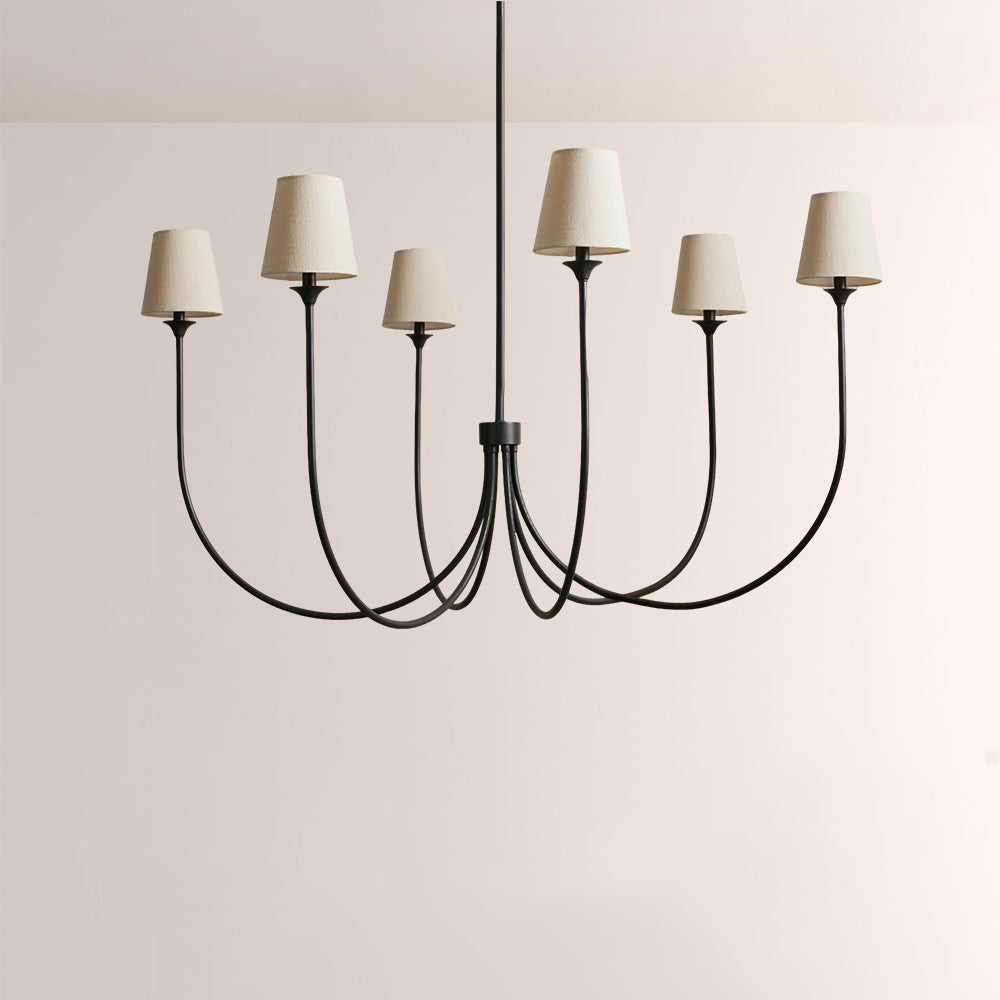 Saylor 6-Light Curved Arm Chandelier with Linen Shades - XYlight