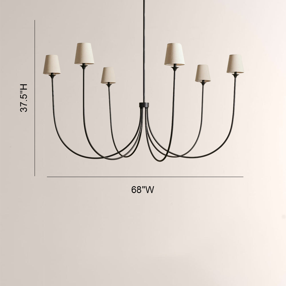 Saylor 6-Light Curved Arm Chandelier with Linen Shades - XYlight