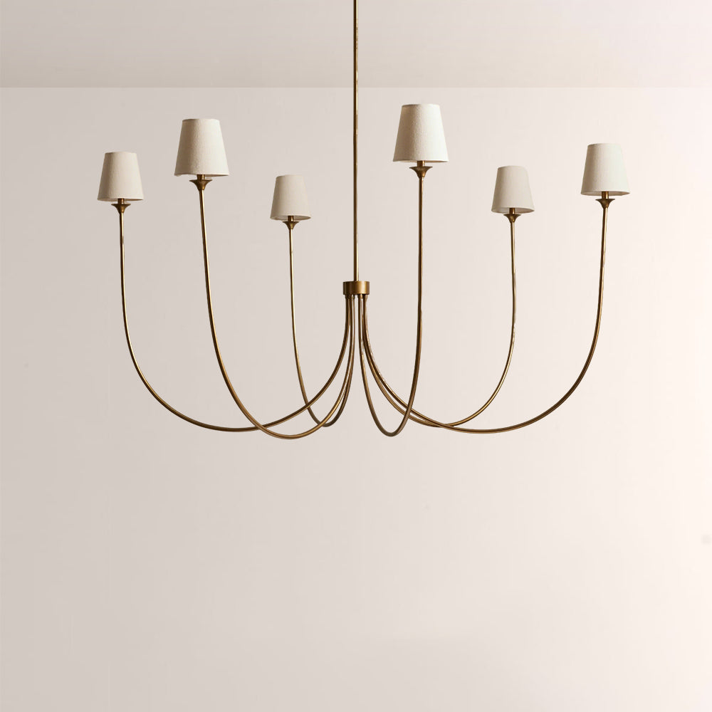 Saylor 6-Light Curved Arm Chandelier with Linen Shades - XYlight