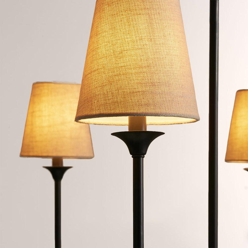 Saylor 6-Light Curved Arm Chandelier with Linen Shades - XYlight