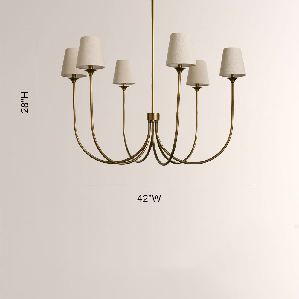 Saylor 6-Light Curved Arm Chandelier with Linen Shades - XYlight