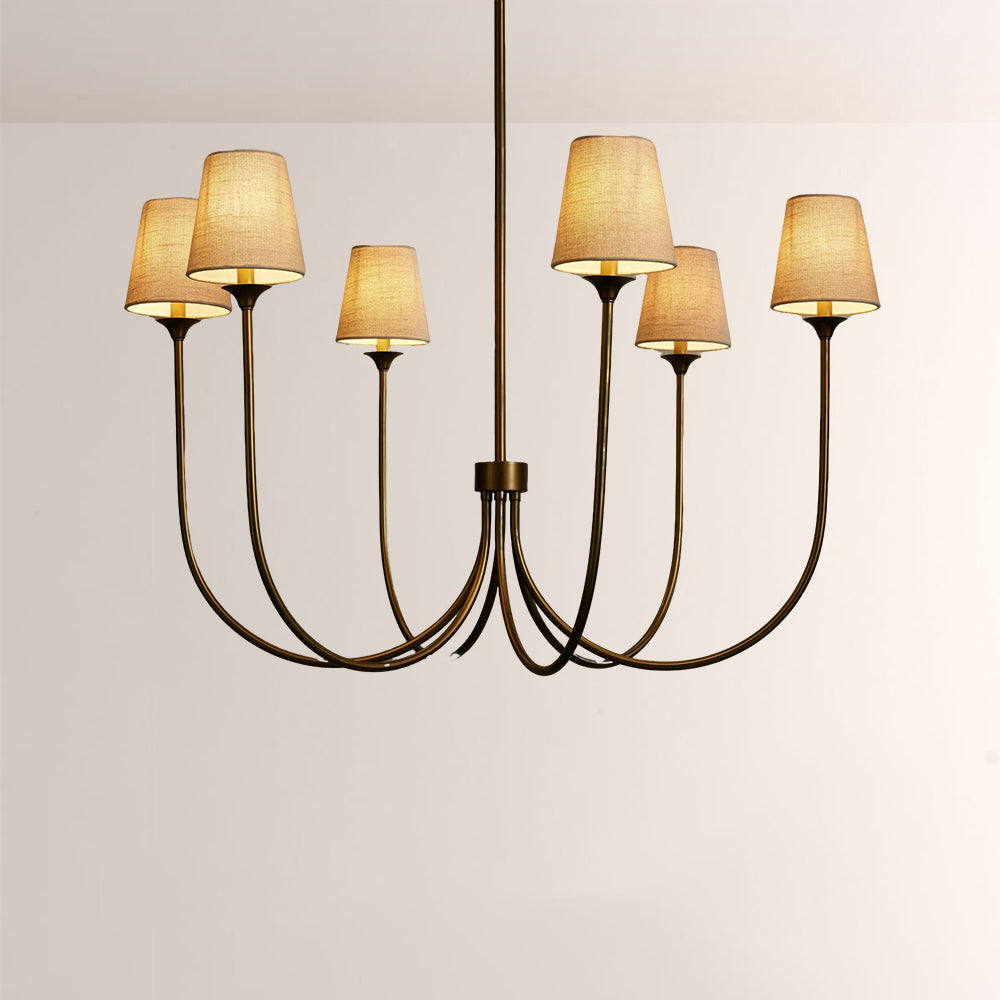 Saylor 6-Light Curved Arm Chandelier with Linen Shades - XYlight