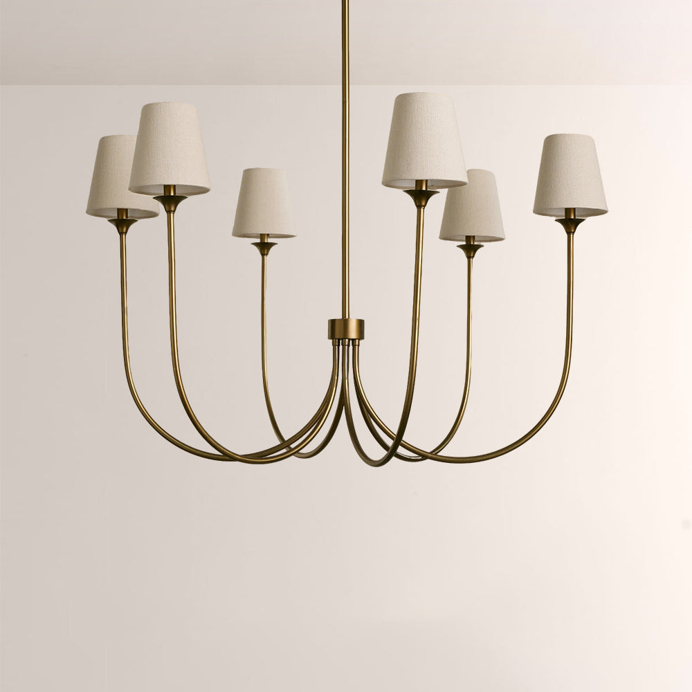 Saylor 6-Light Curved Arm Chandelier with Linen Shades - XYlight