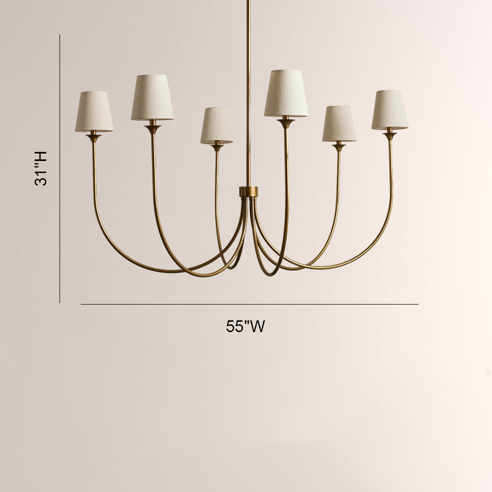 Saylor 6-Light Curved Arm Chandelier with Linen Shades - XYlight