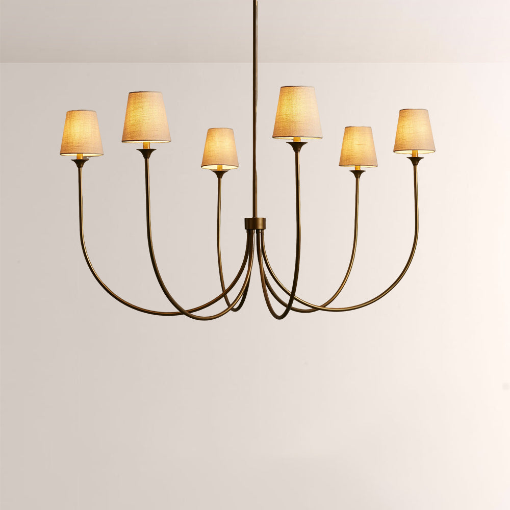 Saylor 6-Light Curved Arm Chandelier with Linen Shades - XYlight
