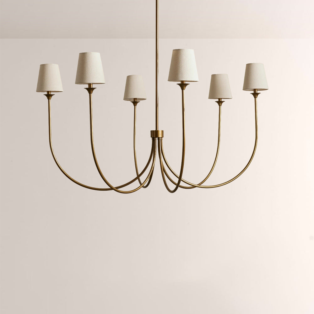 Saylor 6-Light Curved Arm Chandelier with Linen Shades - XYlight