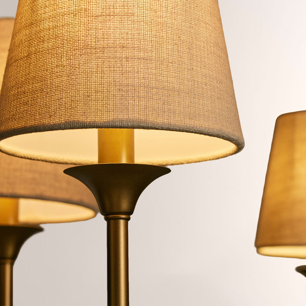 Saylor 6-Light Curved Arm Chandelier with Linen Shades - XYlight