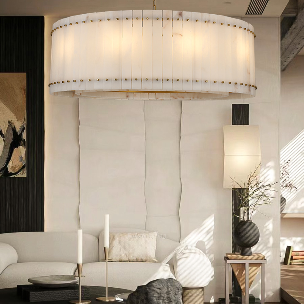 Senparo Alabaster Round Chandelier - XYlight