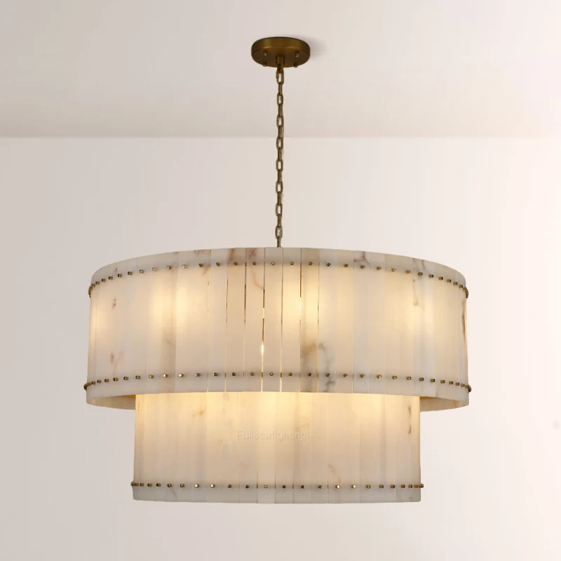 Senparo Tiered Round Alabaster Chandelier