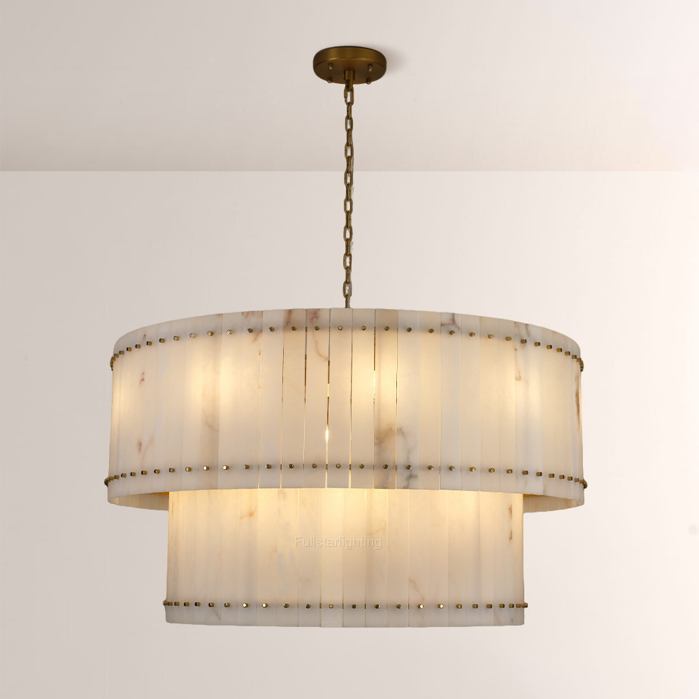 Senparo Tiered Round Alabaster Chandelier - XYlight