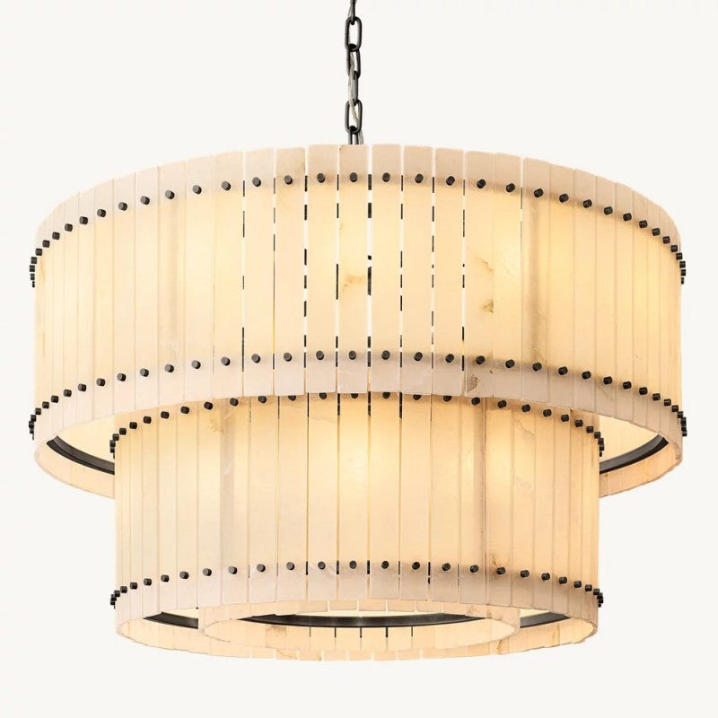 Senparo Tiered Round Alabaster Chandelier - XYlight