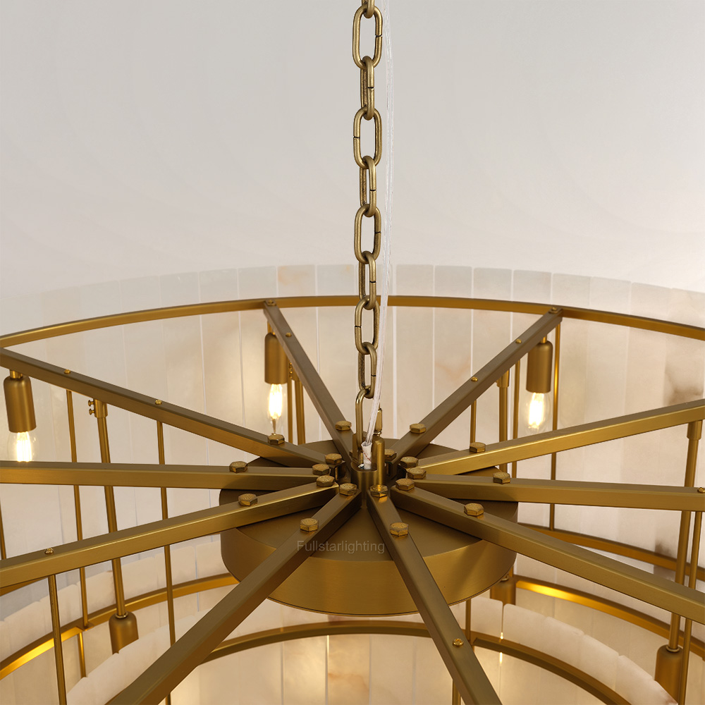 Senparo Tiered Round Alabaster Chandelier - XYlight