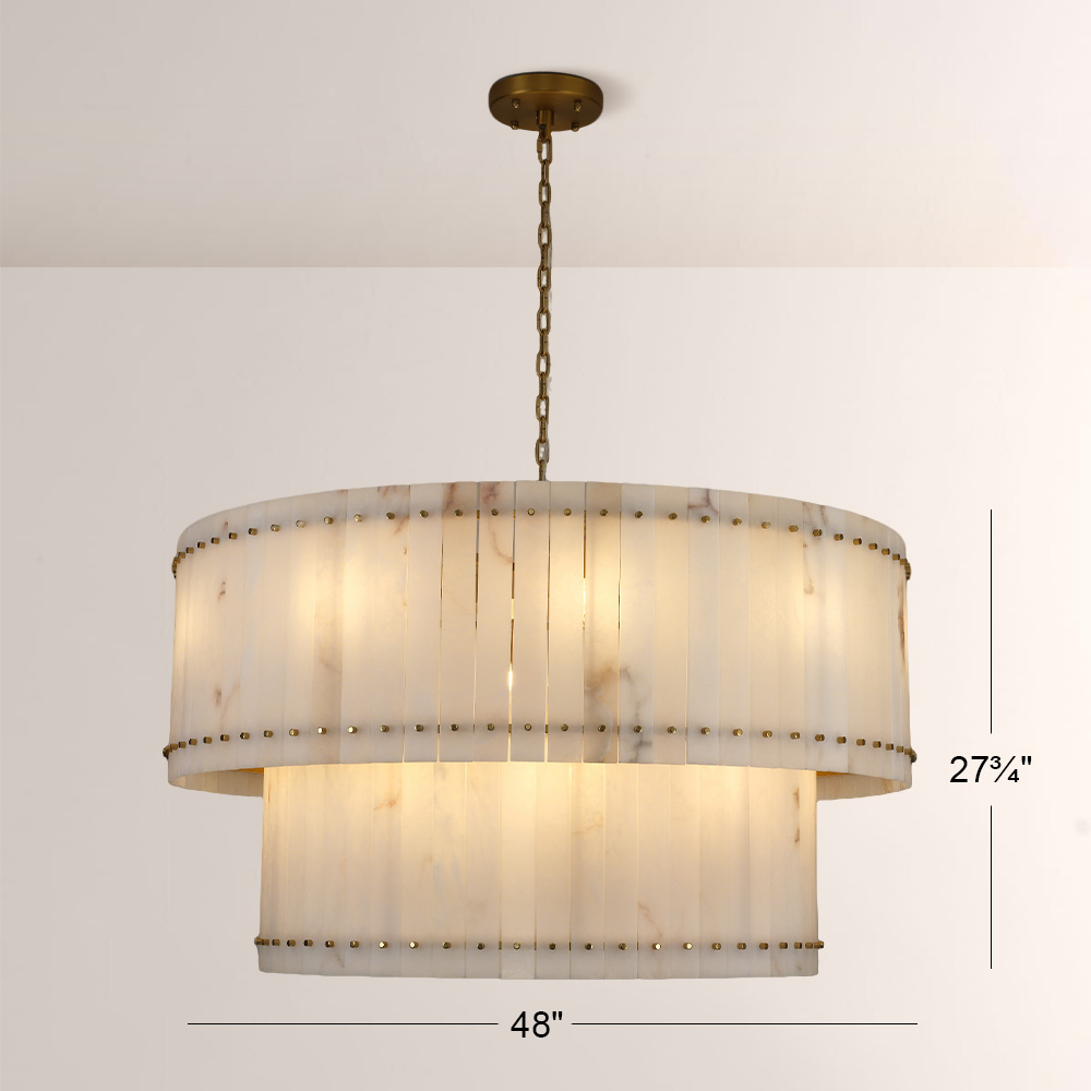 Senparo Tiered Round Alabaster Chandelier - XYlight