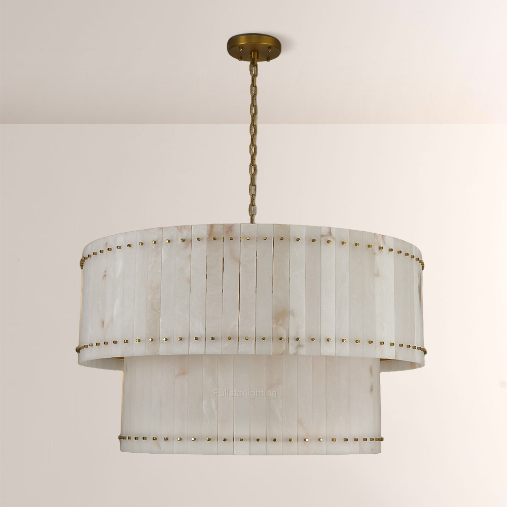 Senparo Tiered Round Alabaster Chandelier - XYlight