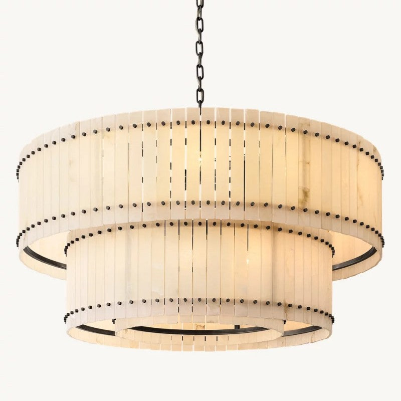 Senparo Tiered Round Alabaster Chandelier - XYlight