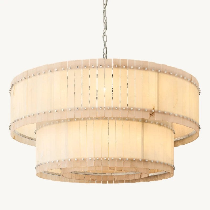 Senparo Tiered Round Alabaster Chandelier - XYlight